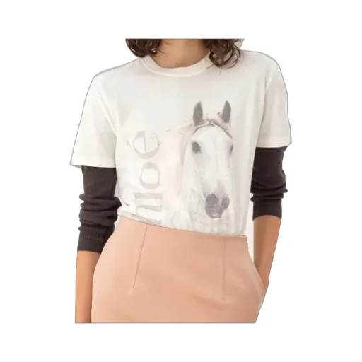 Chloé Crew-Neck Jersey Logo T-Shirt