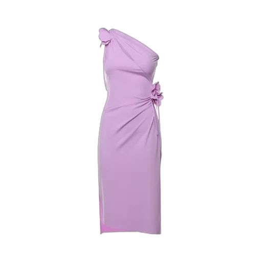 Coperni One-Shoulder Flower Midi Gown Dress