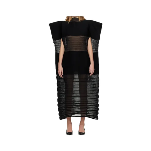 Pleated High-Neck Dress