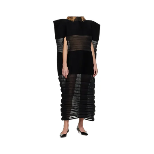 Pleated High-Neck Dress