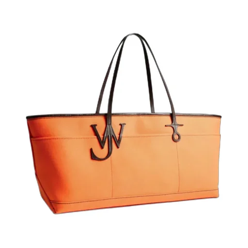 Stretch Anchor Canvas & Leather Tote In Orange