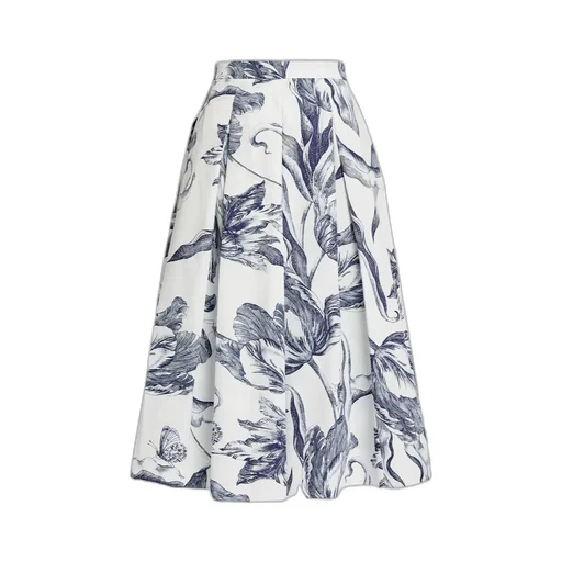 Floral Print Pleated Midi Skirt