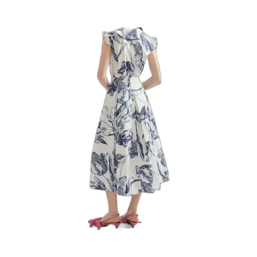 Floral Print Pleated Midi Skirt