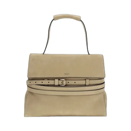 Moschino Logo Embossed Buckle Strap Shoulder Bag