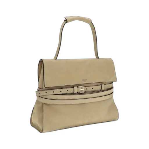 Moschino Logo Embossed Buckle Strap Shoulder Bag
