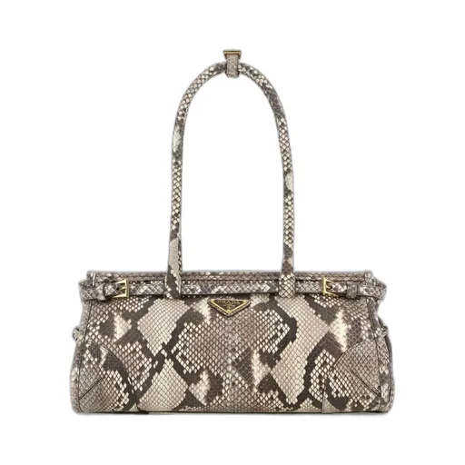 Prada Triangle-Logo Embossed Shoulder Bag