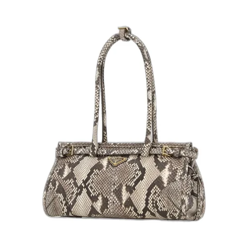 Prada Triangle-Logo Embossed Shoulder Bag