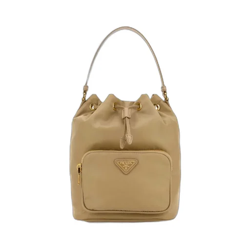 Prada Re-Nylon Triangle-Logo Drawstring Bucket Bag
