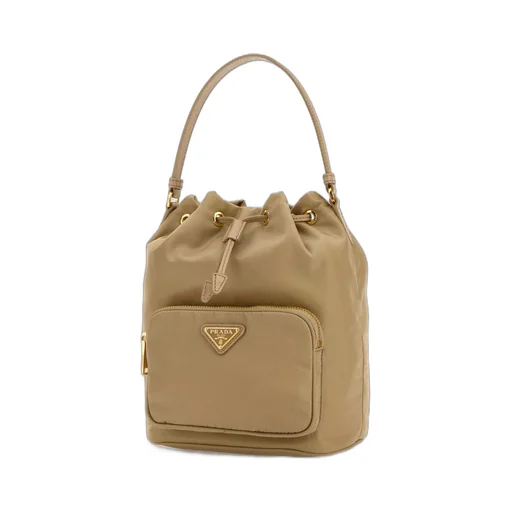 Prada Re-Nylon Triangle-Logo Drawstring Bucket Bag