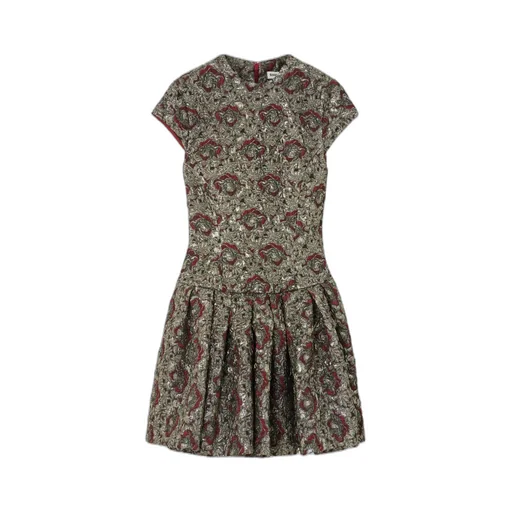 Elowen Pleated Metallic Jacquard Mini Dress