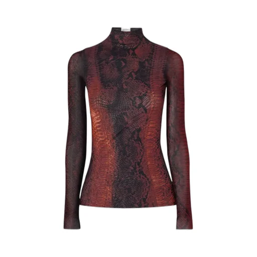 Snake-Print Mesh Top
