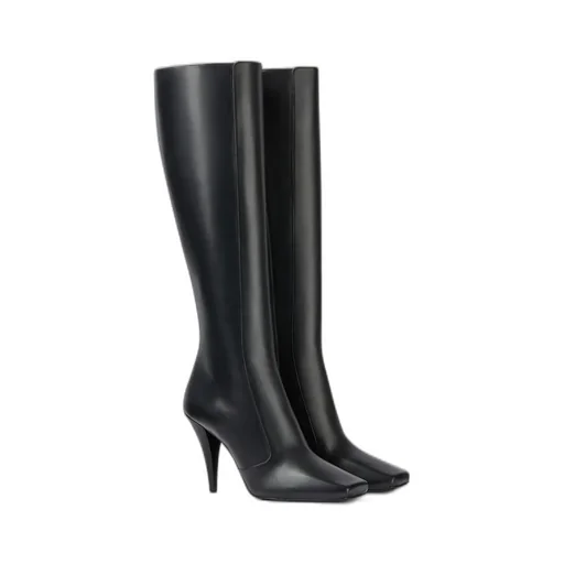 Sliced Square Boots In Shiny Leather