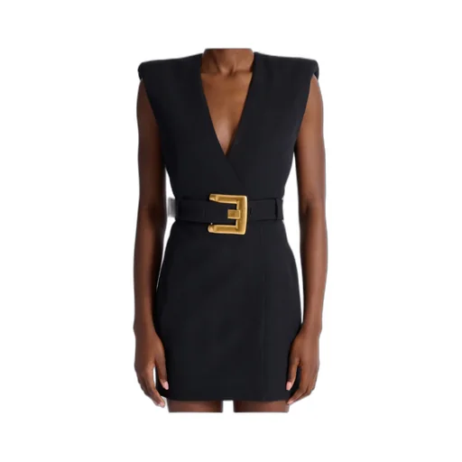 Balmain Short Belted Sleeveless Dress