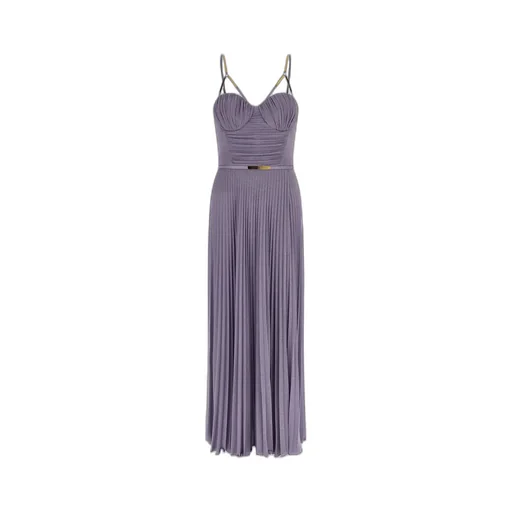 Elisabetta Franchi Pleated Spaghetti Strap Maxi Dress