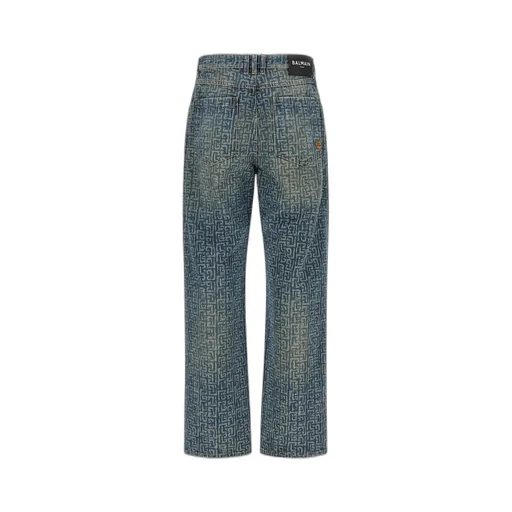 Balmain Monogram Printed Straight-Leg Jeans