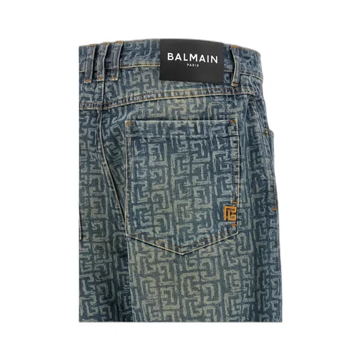 Balmain Monogram Printed Straight-Leg Jeans