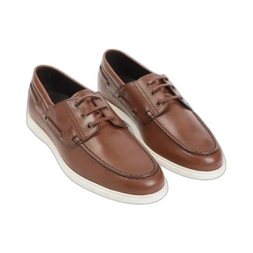 Tod's Logo Embossed Laced Boat Shoes