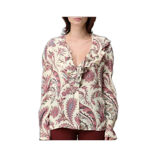 Paisley-Print Ruffled Blouse