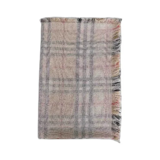 Check Wool Silk Scarf