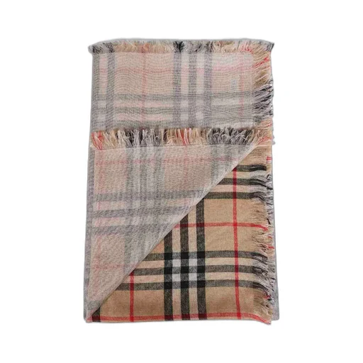 Check Wool Silk Scarf