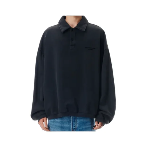 Long Sleeve Polo In Cotton Oversized