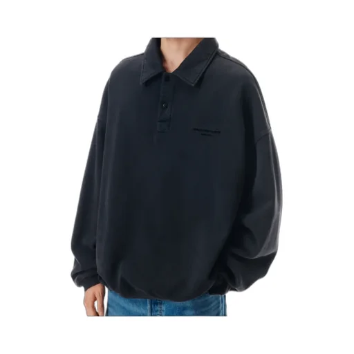 Long Sleeve Polo In Cotton Oversized