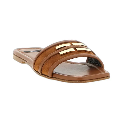 Elisabetta Franchi Logo Plaque Slip-On Slides