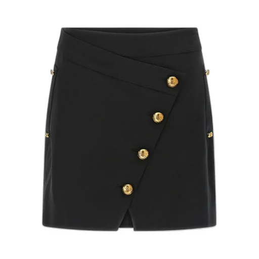Elisabetta Franchi Button Embellished Gabardine Mini Skirt