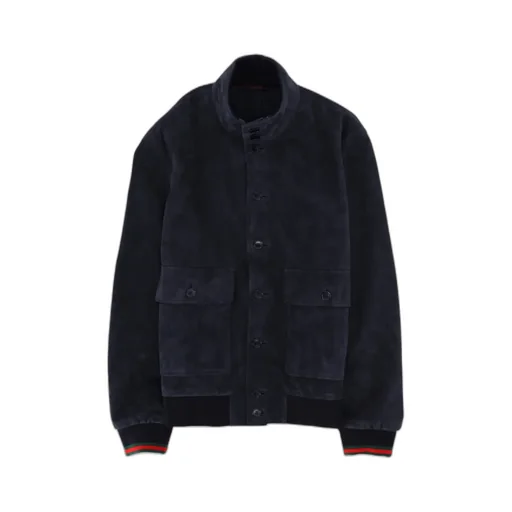 Gucci Web Detailed Leather Jacket