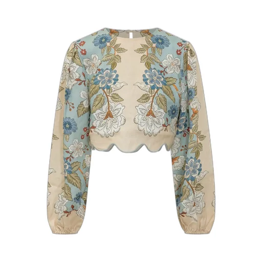 Printed Long-Sleeved Blouse