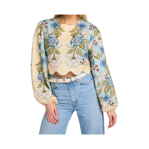 Printed Long-Sleeved Blouse