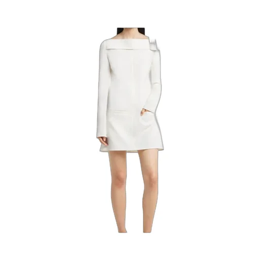 CourrÈGes Buckle-Detailed Long-Sleeved Dress
