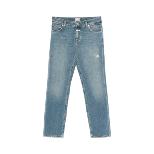 Distressed-Finished Straight Jeans