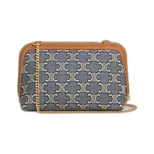 Clutch On Chain In Jacquard Triomphe All Over
