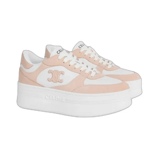Block Wedge Sneaker With Triomphe Patch In Calfskin And Suede Calfskin