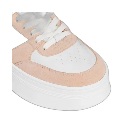Block Wedge Sneaker With Triomphe Patch In Calfskin And Suede Calfskin