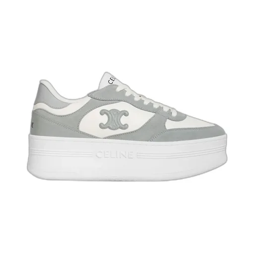 Block Wedge Sneaker With Triomphe Patch In Calfskin And Suede Calfskin