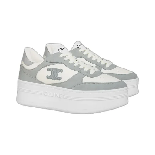 Block Wedge Sneaker With Triomphe Patch In Calfskin And Suede Calfskin