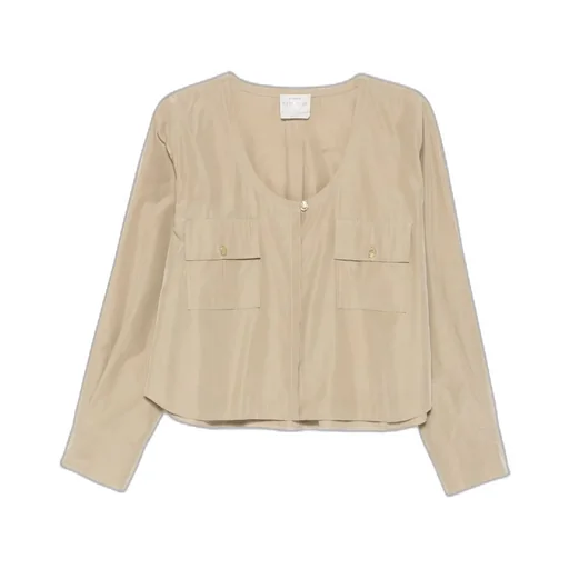 Flap-Pocket Long-Sleeved Blouse