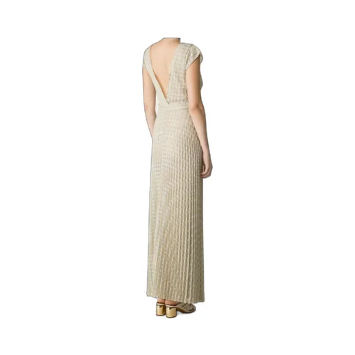 V-Neck Pleated Midi Dress