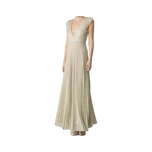 V-Neck Pleated Midi Dress