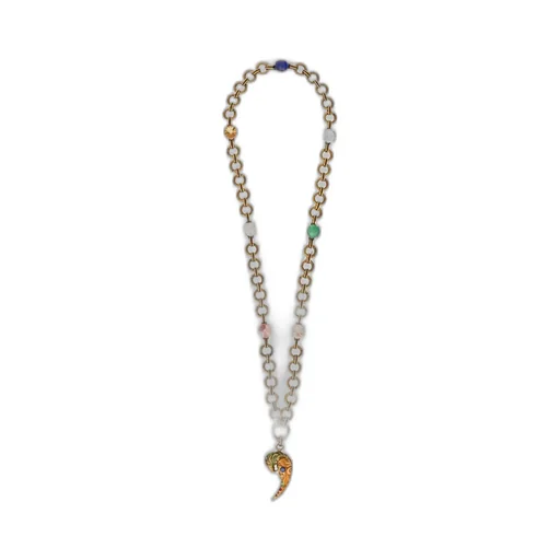 Necklace With Paisley Parrot And Crystals