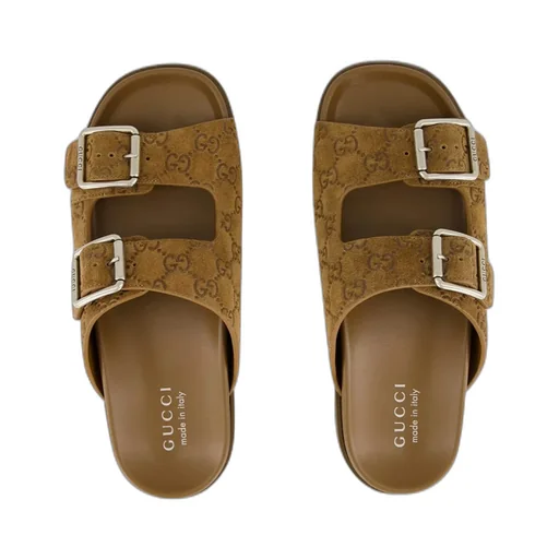 Gg Monogram Double Buckle Sandals