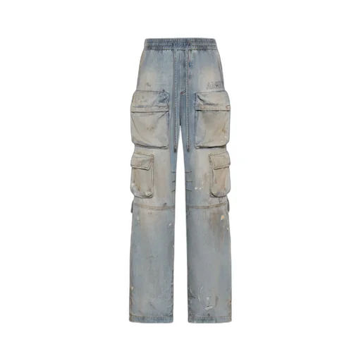 Drawstring-Fastening Cargo Jeans