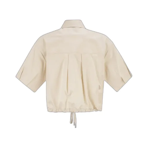 Peserico Drawstring-Hem Cropped Stretch Sateen Shirt