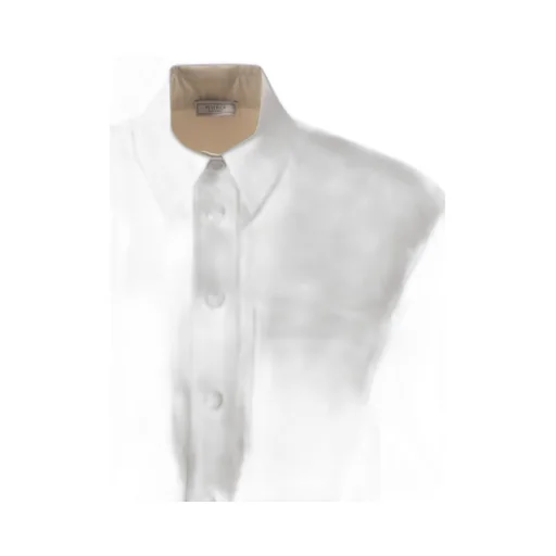 Peserico Drawstring-Hem Cropped Stretch Sateen Shirt