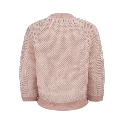 Peserico V-Neck Embellished Mesh Knit Top