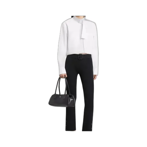 CourrÈGes Cropped Buckle Poplin Shirt