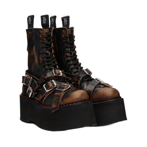 Lace-Up Double-Layer Ankle Boots