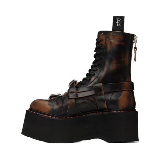 Lace-Up Double-Layer Ankle Boots